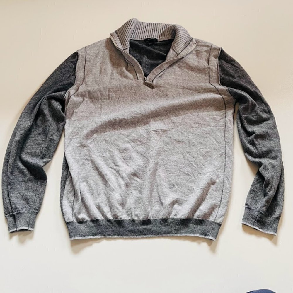 Codice Sweater Wool 1/4 Zip Pullover Made in Italy Designer Grey Academic Librar